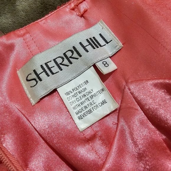 Sherri Hill ✦ Strapless Beaded Mini Dress ✦ Coral Rhinestone Prom Silhouette 8 - Picture 14 of 17